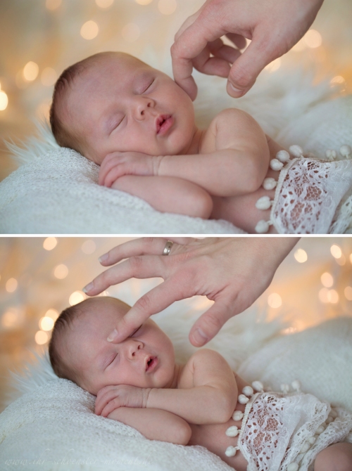 Collage Neugeborenenfotos Mutter und Kind